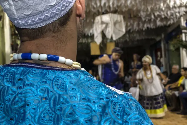 stock image Sao Paulo, Brazil, April 27, 2024. The Candomble terreiro celebrates Ogun in Brazil. Among the most venerated Orishas is Ogum, known by Catholics as Saint George, the warrior saint