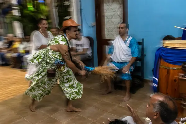 stock image Sao Paulo, Brazil, April 27, 2024. The Candomble terreiro celebrates Ogun in Brazil. Among the most venerated Orishas is Ogum, known by Catholics as Saint George, the warrior saint