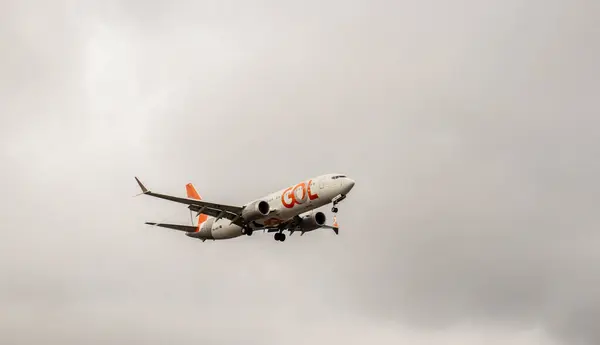 stock image Sao Paulo, Brazil, January 03, 2024: A Gol Airliness Boeing 737 MAX8 landing at the Congonhas Airport