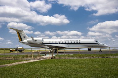 Marilia, Sao Paulo, Brezilya, 12 Kasım 2022. Embraer VC-99B miras uçağı Marilia bölgesel havaalanına indi. Bu uçak Brezilya Hava Kuvvetleri 'ne ait.