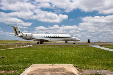 Marilia, Sao Paulo, Brezilya, 12 Kasım 2022. Embraer VC-99B miras uçağı Marilia bölgesel havaalanına indi. Bu uçak Brezilya Hava Kuvvetleri 'ne ait.