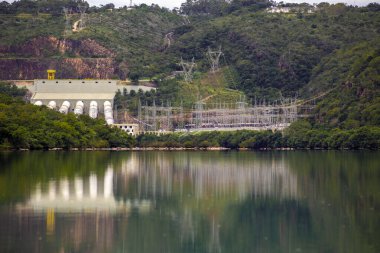 Rifaina, SP, Brezilya, 31 Mart 2015. Jaguara Hidroelektrik santrali ve operada pela Engie Brasil Energia, Rio Grande 'de, Sao Paulo ve Minas Gerais eyaletlerinin sınırında yer alır..