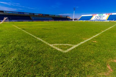 Marilia, SP, Brezilya, 17 Nisan 2015. Bento de Abreu futbol stadyumunun içinde, Abreuzao olarak bilinen ve Marilia Atletic Club, MAC 'e ev sahipliği yapan boş tribünler görülüyor..