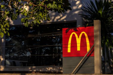 Assis, Sao Paulo, Brazil, November 11, 2024. Logo at the entrance of a McDonald's fast-food restaurant in the city of Assis, SP clipart