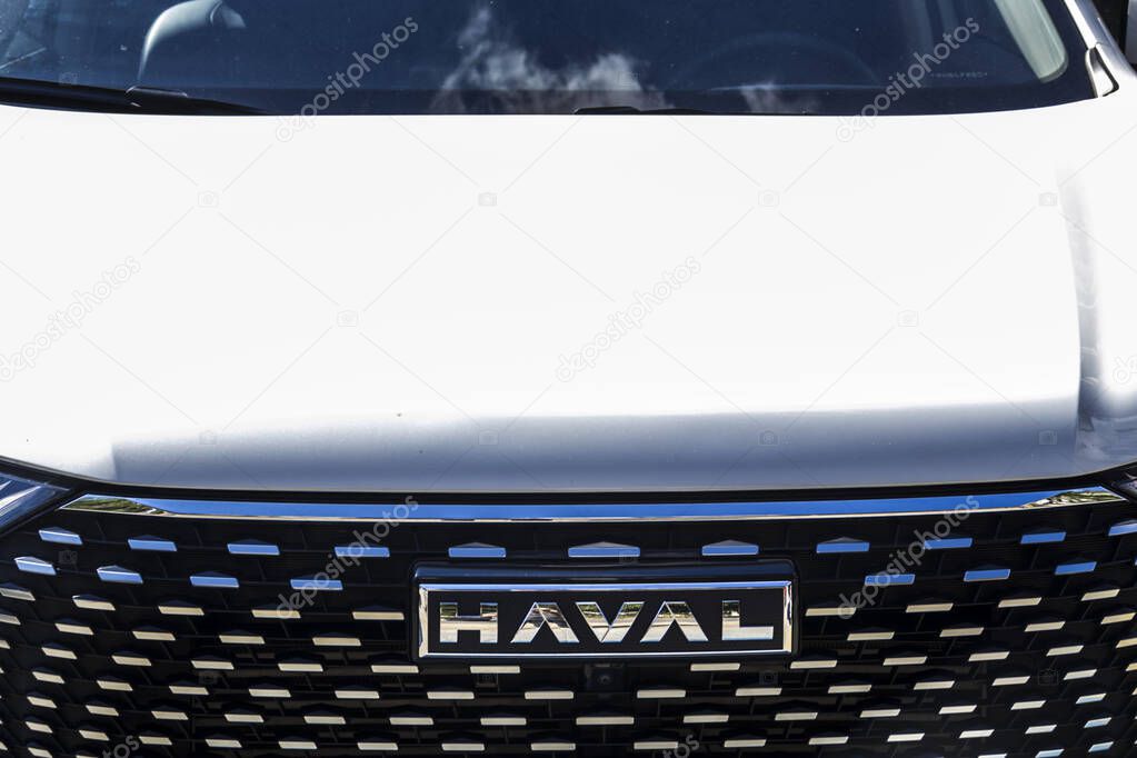 Sao Paulo, SP, January 22, 2025. Close-up of the front grille and logo of a Haval car. Highlights the brand's modern design