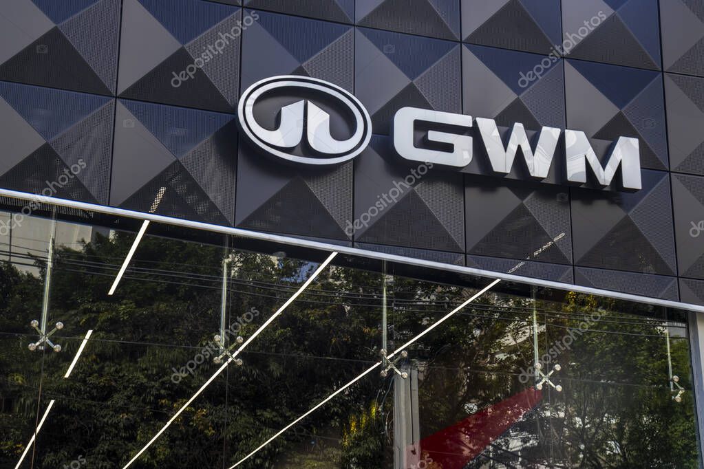 Sao Paulo, SP, January 22, 2025. Close-up of the GWM (Great Wall Motors) dealership facade in Sao Paulo, showcasing the brand logo.