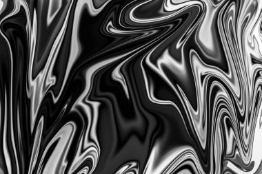 Soyut siyah-beyaz sıvı deseni. Işık ve karanlığın dinamik etkileşimi. Kavramsal temalar ve arka planlar için ideal