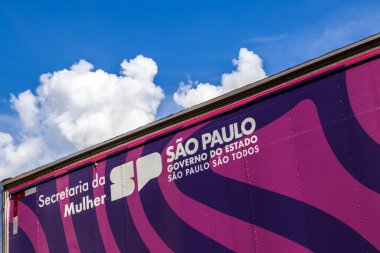 Sao Paulo, Brezilya. 28 Mart 2025. Sao Paulo Eyalet Hükümeti Mobil Mammografi Birimi, Brezilya. Bedava göğüs kanseri taraması sağlayan bir programın parçası..