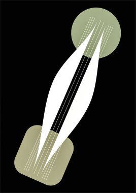 Siyah bir arkaplanda bir sicim enstrümanının (gitar / flüt) minimalist çizimi.