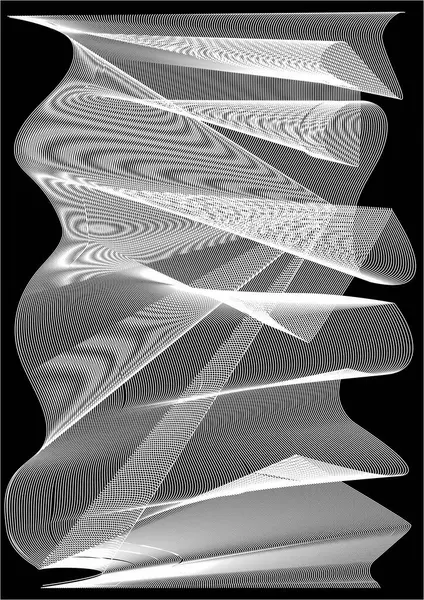 Dalgalı ve birbirine karışmış çizgileri olan soyut siyah ve beyaz çizimler.