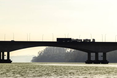 Sao Paulo, SP, Brazil, August 02, 2025. Panoramic view of the Rodoanel bridge that passes over the Billings Reservoir, from Borore Park in the southern region of the city of Sao Paulo.