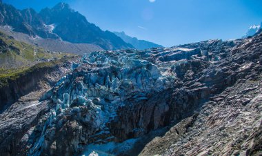 Chamonix 'deki Argentiere Buzulu Fransa' daki Haute Savoie