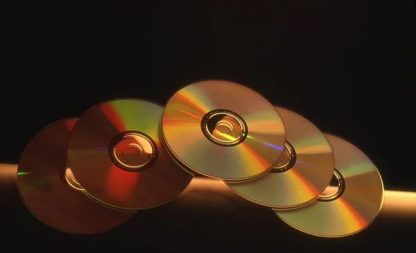 Stack Empty Metal Discs Reflection Background — Foto de Stock