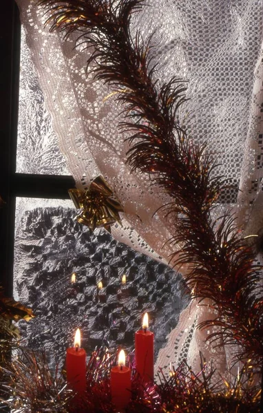 Decoração Natal Com Velas Decorações — Fotografia de Stock