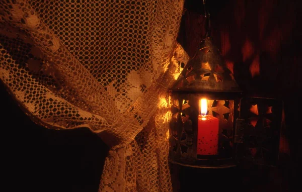 Старий Старовинний Ліхтар Свічкою — стокове фото