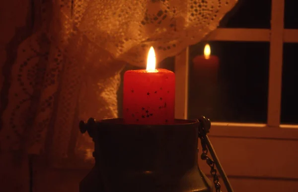 Κερί Στο Σκοτεινό Δωμάτιο — Φωτογραφία Αρχείου