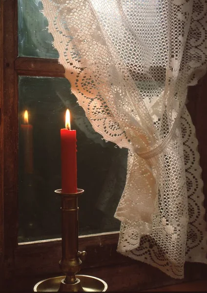 Παλιό Vintage Κηροπήγιο Κεριά Και Κερί — Φωτογραφία Αρχείου