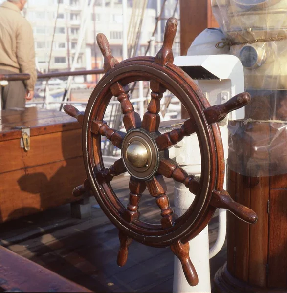 steering wheel on the ship