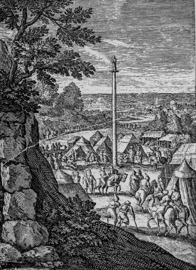 Azizlerin Resimli Hayatı, Firmin-Didot Yayınevi, 1887 'de Aziz Simeon' un ayaklarına sıkışan hacılar.