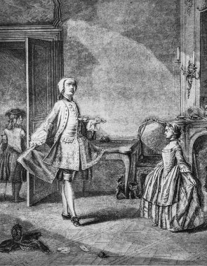 Menuet 'ten ilk ders Edouard Charton' ın 1870 tarihli resim dükkanı.