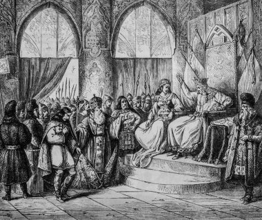 Etienne Le Grand 'ın vasiyeti, Edouard Charton' ın resim dükkanı, 1870