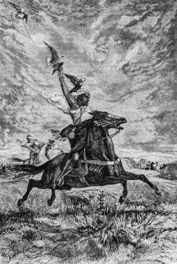 Bir Arap şahini, Edouard Charton 'ın resim dükkanı, 1870