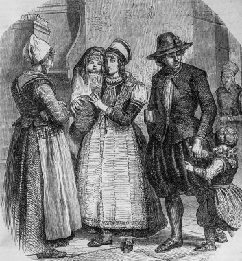 Zuyderzee 'deki MARKEN adasının sakinlerinin kostümü, Pitore Dergisi, Edouard Charton, 1870