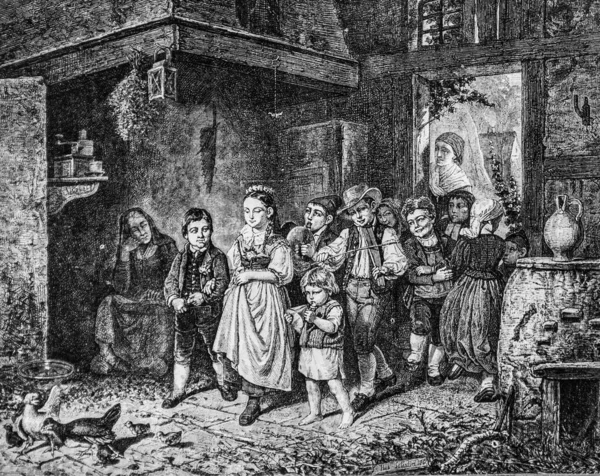 The game of the married in Norvege, the picturesque store by Edouard Charton, 1870