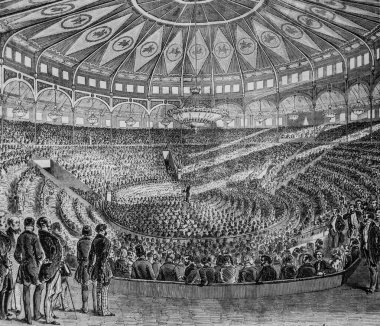 Salle du Cirque National des Champs Elysees 'deki yetimhanelerin Vocal konseri Edmond Texier, Publisher Paulin ve Le Chevalier 1852' nin Paris masası.