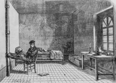 Edmond Texier, Publisher Paulin ve Le Chevalier 1852 'den Paris Masası Gözaltı Evi' nde bir hücre.
