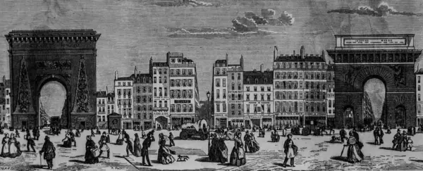 Porte Saint Denis, Paris 'ten Edmond Texier, Publisher Paulin ve Le Chevalier 1852