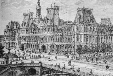 1871 'deki yangın anıtlarının yeniden inşası: Hotel de Ville de Paris, 1861-1875, Fransa Tarihi Henri Martin, Yayımcı Furne 1880