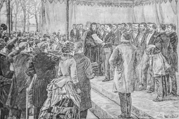 Prince Imperial delivering a speech on the day of His Majorite, 1861-1875, History of France by Henri Martin, Publisher Furne 1880