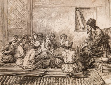 Okuldaki İsa, Ernest Renan 'ın İsa' nın Yaşamı, Godefroy Durand 'ın çizimleri, editör Michel Levy 1870