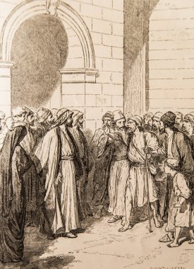 Şehrin sonunda, dilenci BarTimee, Ernest Renan 'ın İsa' nın hayatı, Godefroy Durand 'ın çizimleri, editör Michel Levy 1870