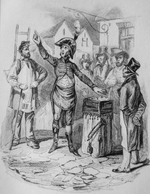 Victor Adam, Yayımcı Delloye, Desme 1838 tarafından çizilen şarlatan, Fables de Florian.