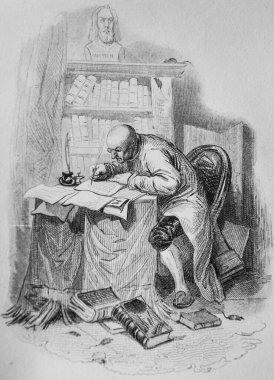 Yazar ve fareler, Fables de Florian Victor Adam, Yayıncı Delloye, Desme 1838