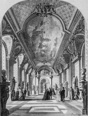 Louvre 'un restorasyonları Kadimler Müzesi' ndeki yeni Roma İmparatorları Salonu, Ünlü Evren, Yayımcı Michel Levy 1868