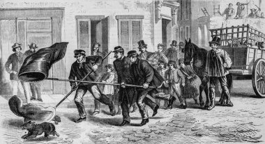 Brüksel sokaklarında başıboş köpek avı, 'Ünlü Univers, Yayıncı Michel Levy 1868