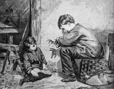 Duvardaki gölgede oynayan çocuklar, ünlü evren, editör Michel Levy 1868