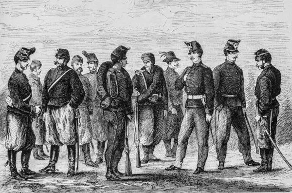 Stock image The new uniforms of the Austrian army, the illustrious universe, editor Michel Levy 1868