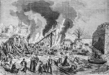 Metz cephaneliğinde fişek yapmak için atölyenin patlaması, ünlü evren, editör Michel Levy 1868