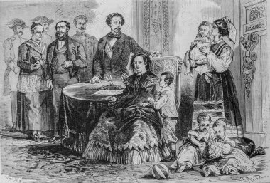 İspanya 'nın Pau Şatosu Kraliçesi, ünlü evren, editör Michel Levy 1868