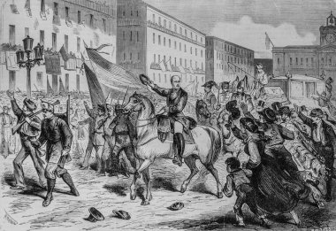 Madrid Puerta del Sol 'da Marec Hal Serrano, ünlü editör Michel Levy 1868