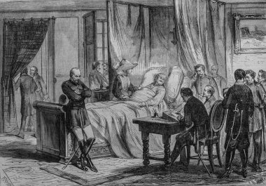 İspanya Markizi de Novalich, Alcolea Muharebesi, Meşhur Evren, Yayıncı Michel Levy 1868 hakkındaki raporunu dikte ediyor.