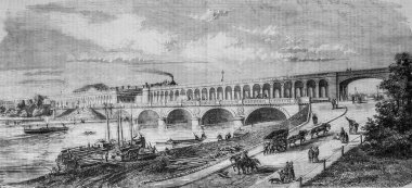 Viaduc du rail de belt, Paris, ünlü evren, editör Michel Levy 1868