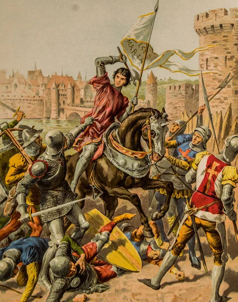 Jeanne d 'Arc Compiegne' de tutsak alındı. Yazan: T.Lix, Jeanne d 'Arc: Louis Moland' ın Joan of Arc Tarihi, Yayıncı: Garnier FRERES 1895