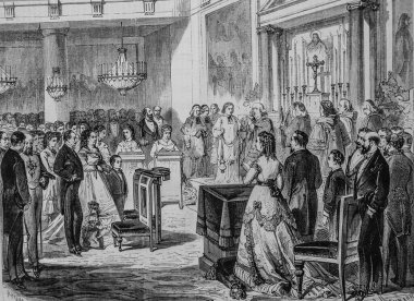 Tuileries Şapeli 'nde, İmparatorluk Majesteleri ve İspanya Kraliyet Ailesi' nin huzurunda, Meşhur Evren, Yayımcı Michele Levy 1869