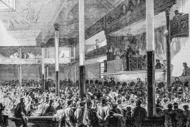 Folies Belleville odasında halka açık bir toplantı, ünlü evren, Yayıncı Michele Levy 1869