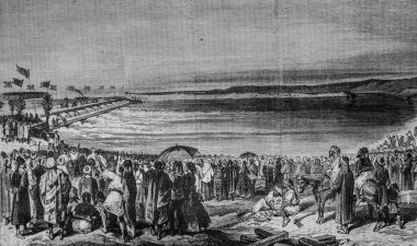 Mısır Kral Yardımcısı 'nın ünlü kâinat Isthme de Süveyş' in çalışmalarını ziyaret etmek üzere, Yayımcı Michele Levy 1869